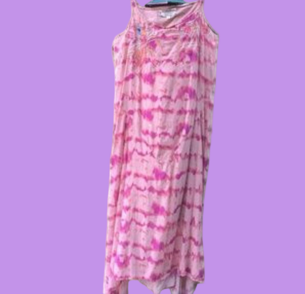 Johnny Was Cotton Tie-Dye Midi Dress w/Embroidery